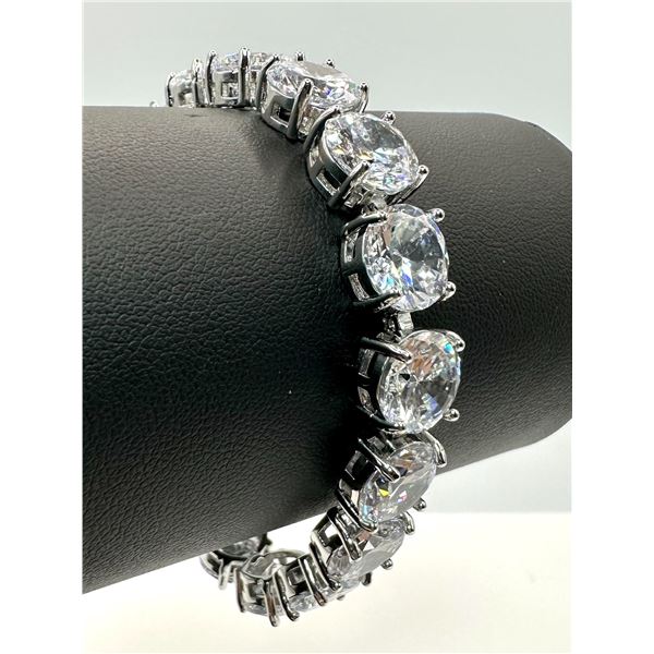 Sparkling White Gold Plate 58 Cttw Simulated Diamond Tennis Bracelet