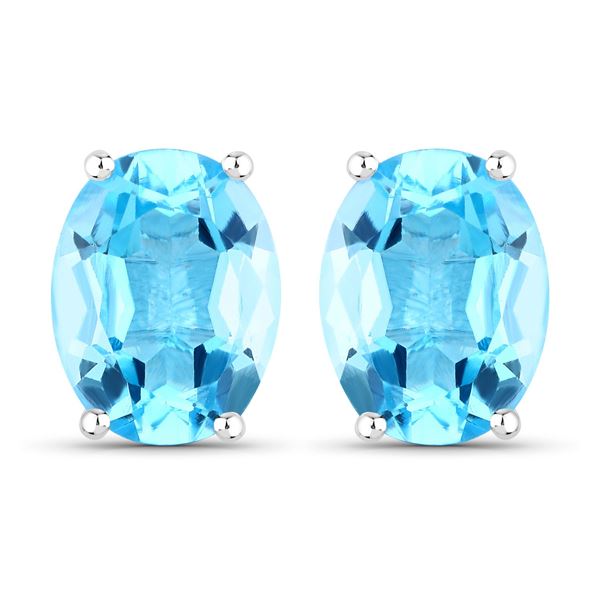 Plated Rhodium 4.00ctw Swiss Blue Topaz Earrings