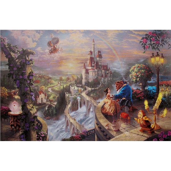 THOMAS KINKADE Beauty and the Beast Giclee on Canvas