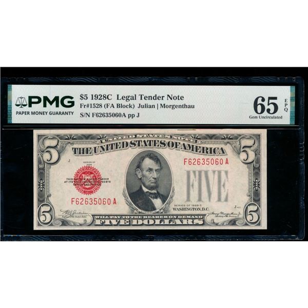 1928C $5 Legal Tender Note PMG 65EPQ