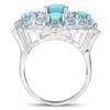 Image 2 : Plated Rhodium 1.87ctw Turquoise and Blue Topaz Ring
