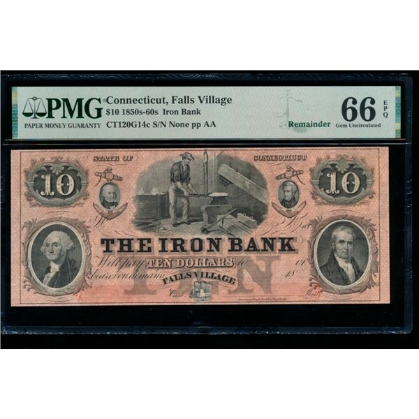 1850s $10 Falls Village CT Obsolete PMG 66EPQ