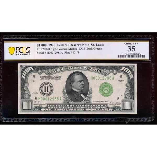 1928 $1000 St Louis FRN PCGS 35