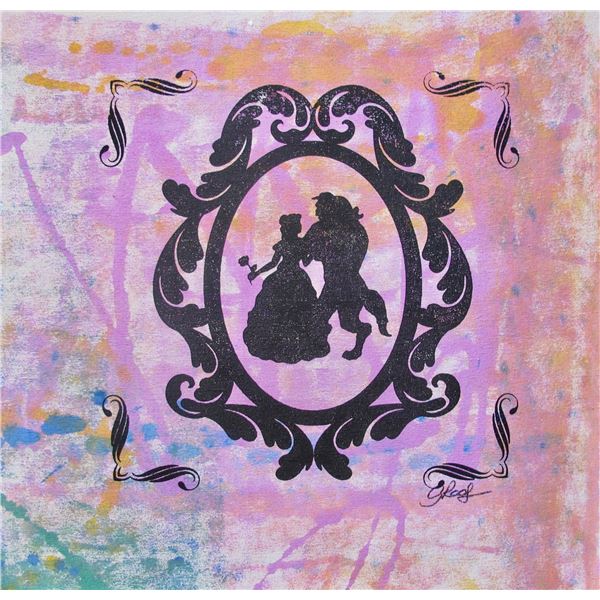 GAIL RODGERS DISNEY BEAUTY & THE BEAST Hand Painted & Signed Serigraph on Canvas