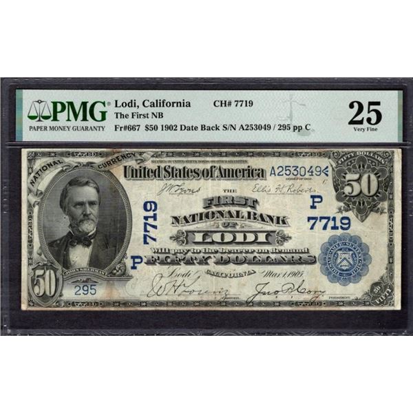 1902 $50 Lodi CA National PMG 25
