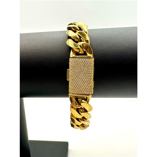 Huge 66.6 Gram Yellow 14 Kt Gold Plate Cuban Curb Link Bracelet