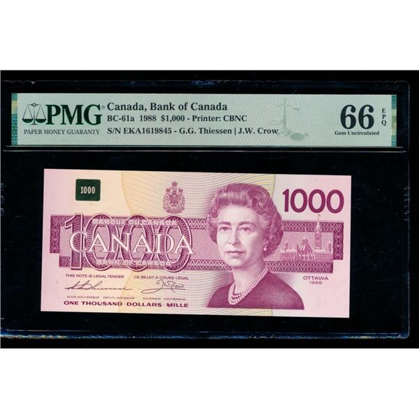 1988 $1000 Bank of Canada Note PMG 66EPQ