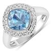 Image 1 : 14KT White Gold 1.48ctw Aquamarine and Diamond Ring
