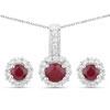 Image 1 : Plated Rhodium 2.17ctw Ruby and White Topaz Jewelry Set