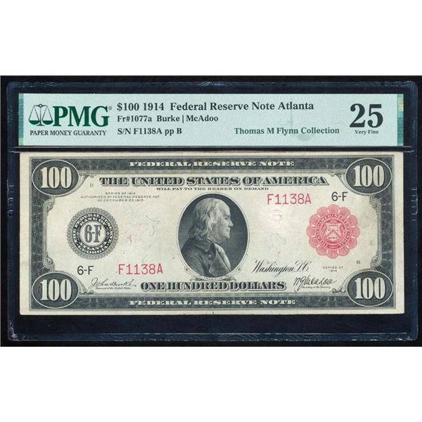 1914 $100 Red Seal Atlanta FRN PMG 25