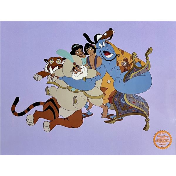 Disney ALADDIN JASMINE GENIE Limited Edition Sericel Animation Art Serigraph Cel