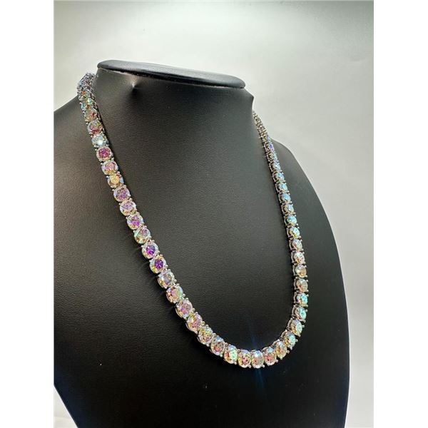 18KT White Gold Plated 69ctw Azotic Blue Moissanite Tennis Necklace