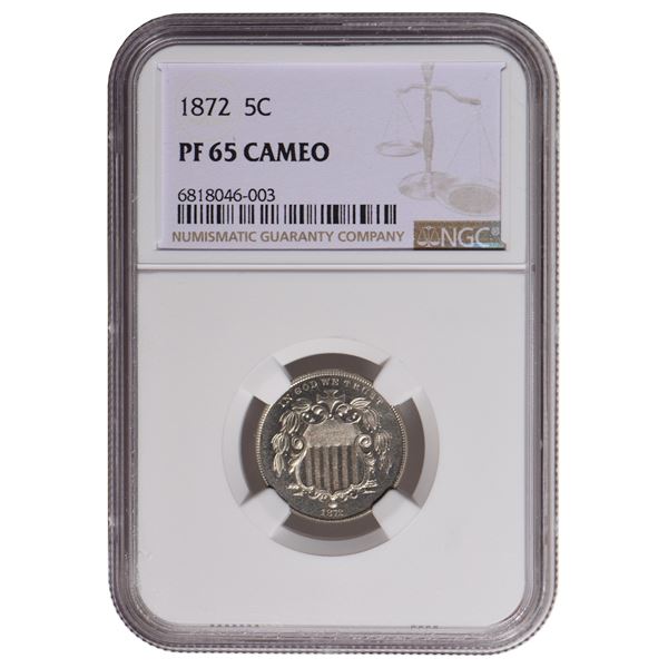 1872 Shield Nickel NGC PF65 Cameo