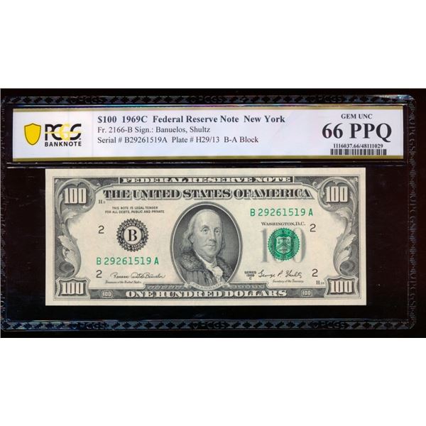 1969C $100 New York FRN PCGS 66PPQ