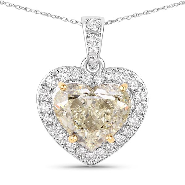 18KT White Gold 4.51ct IGI Cert Light Yellow Diamond Pendant