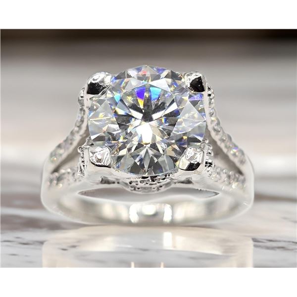 Sparkling 4.75 Ct 14 Kt White Gold Plated Engagement Ring