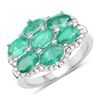 Image 1 : Plated Rhodium 3.08ctw Emerald and White Zircon Ring