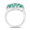 Image 2 : Plated Rhodium 3.08ctw Emerald and White Zircon Ring
