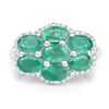 Image 3 : Plated Rhodium 3.08ctw Emerald and White Zircon Ring