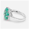 Image 4 : Plated Rhodium 3.08ctw Emerald and White Zircon Ring