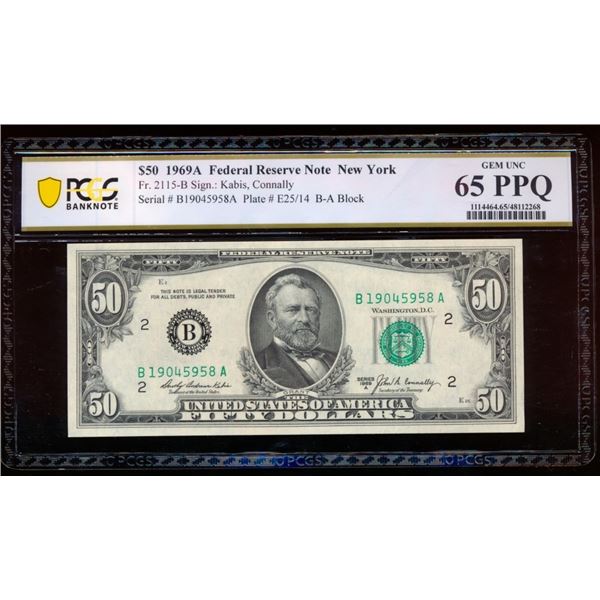 1969A $50 New York FRN PCGS 65PPQ