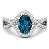 Image 3 : 14KT White Gold 1.1ctw London Blue Topaz and Diamond Ring