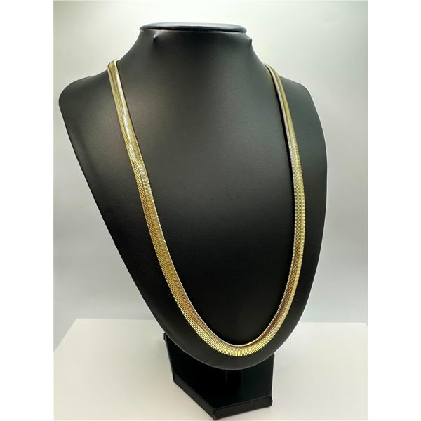 Sharp 37.6 Gram 14 Kt Tri-Layered .925 Sterling Silver Plate Herringbone Necklace