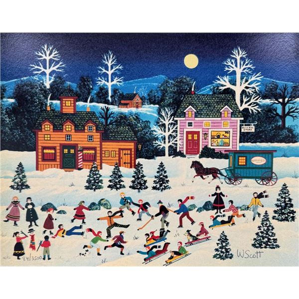 Jane Wooster Scott FROSTY FROLICS Hand Signed Limited Edition Serigraph