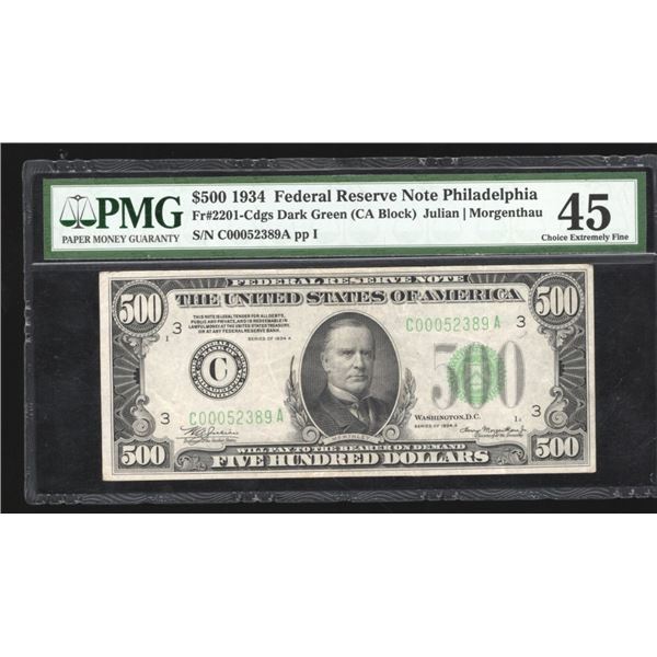 1934 $500 Philadelphia FRN PMG 45