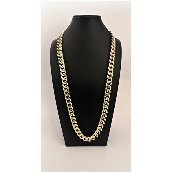 Huge 278.Grams MLB 14 Kt Gold Plated Curb Link Necklace