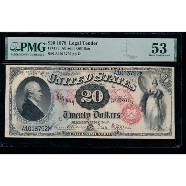 1878 $20 Legal Tender Note PMG 53