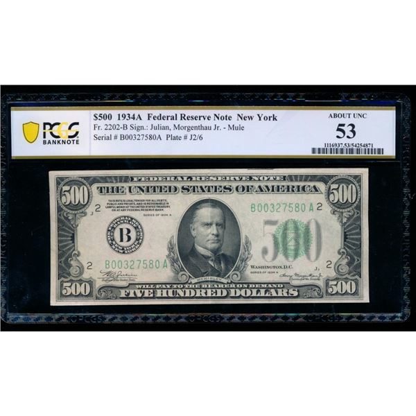 1934A $500 New York FRN PCGS 53