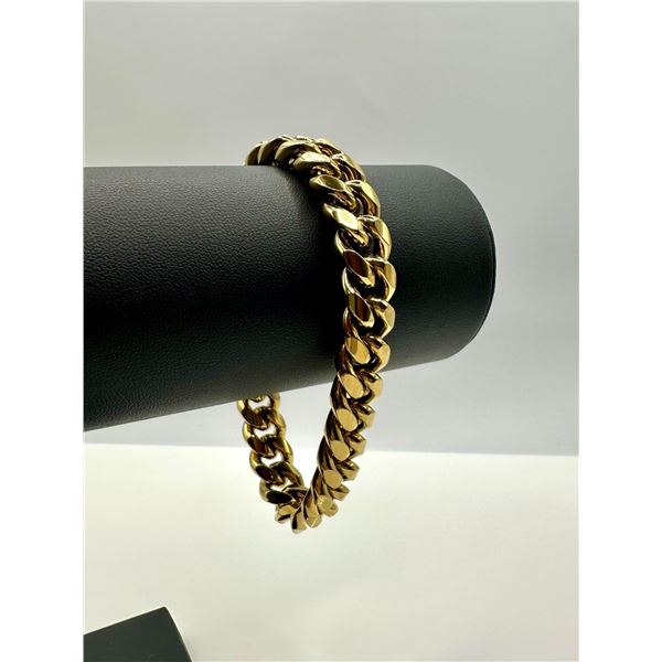 Huge 74.6 Gram 14 Kt Yellow Gold Plate Cuban Curb Link Bracelet