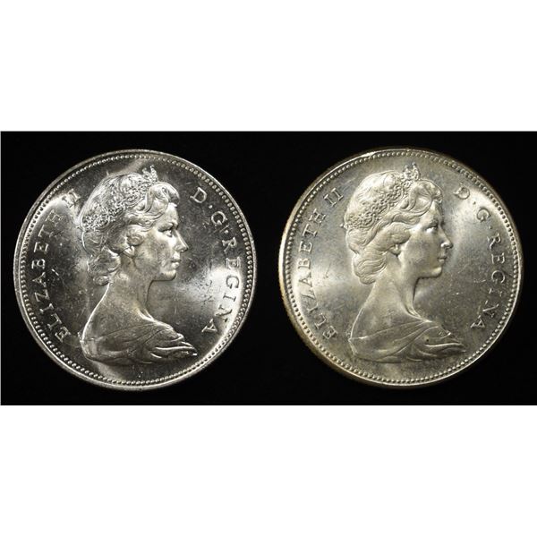1966 & 1967 $1 CANADA 80% SILVER BU
