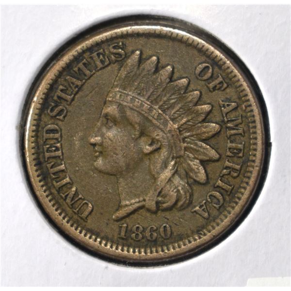1860 INDIAN CENT ROUND XF