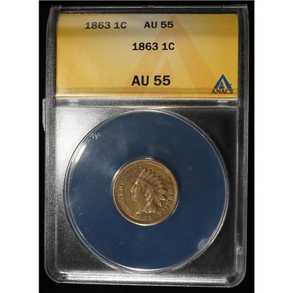 1863 INDIAN CENT ANACS AU55