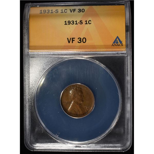 1931-S WHEAT CENT ANACS VF30