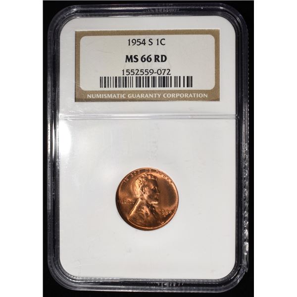 1954-S WHEAT CENT NGC MS66 RD