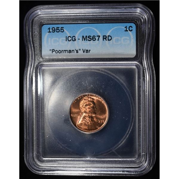 1955 WHEAT CENT ICG MS67 RD
