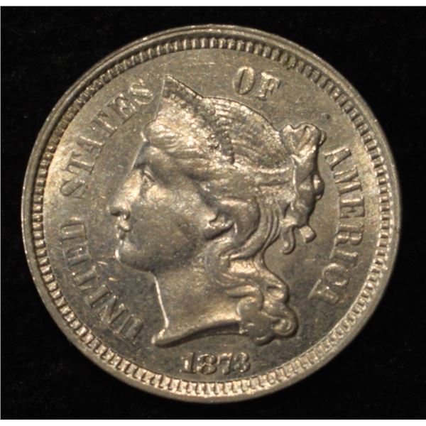 1873 3-CENT NICKEL GEM ORIG UNC
