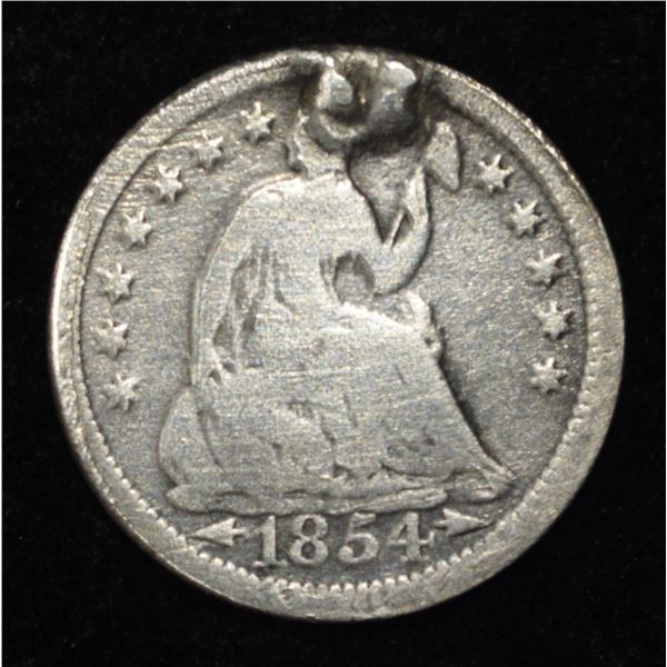 1854 LIBERTY SEATED HALF DIME DAMAGED