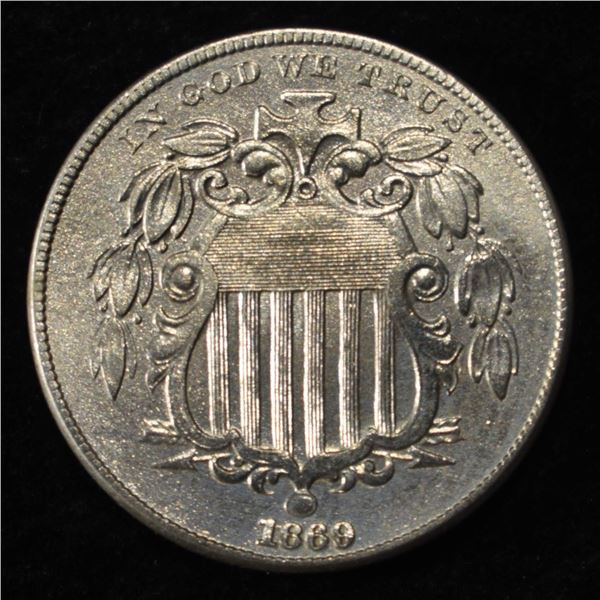1869 SHIELD NICKEL CH BU