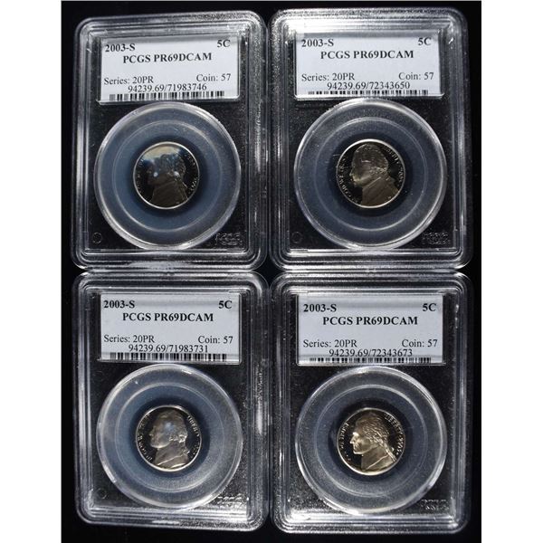 (4) 2003-S JEFFERSON NICKELS PCGS PR69DCAM