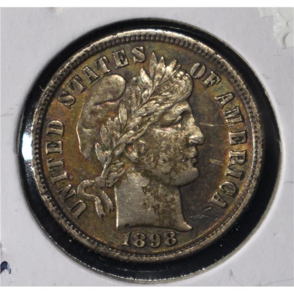 1898 BARBER DIME ORIG AU/UNC