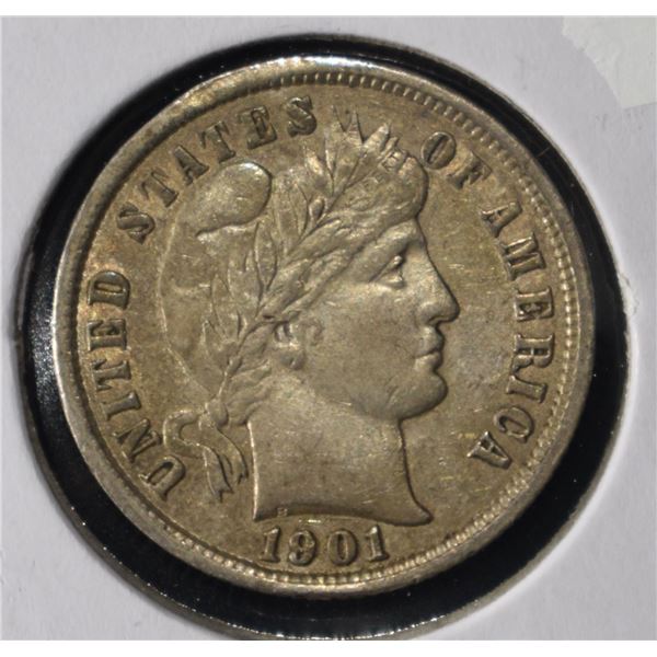 1901 BARBER DIME CH AU