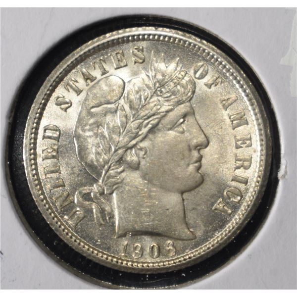 1906 BARBER DIME CH BU