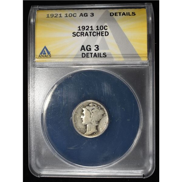 1921 MERCURY DIME ANACS AG3