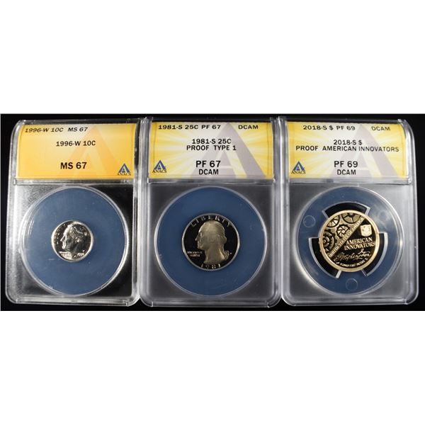 (3) ANACS GRADED COLLECTORS LOT