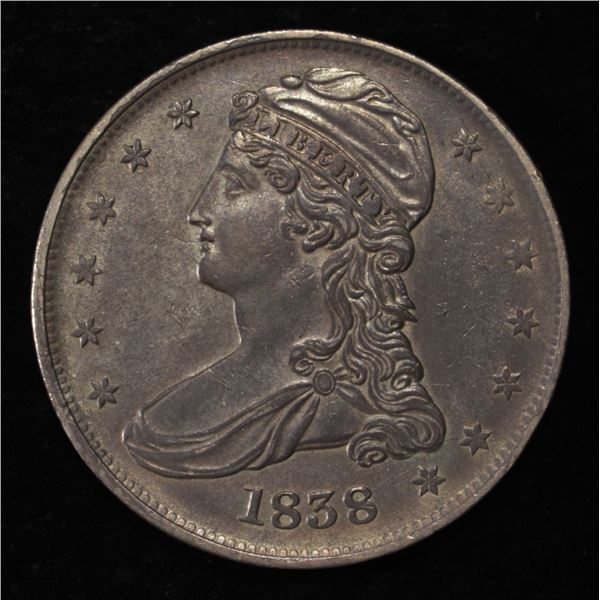 1838 CAPPED BUST HALF DOLLAR REED EDGE CH ORIG UNC