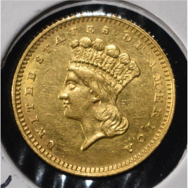 1862 $1 GOLD TYPE 3 NICE BU POPULAR CIVIL WAR DATE